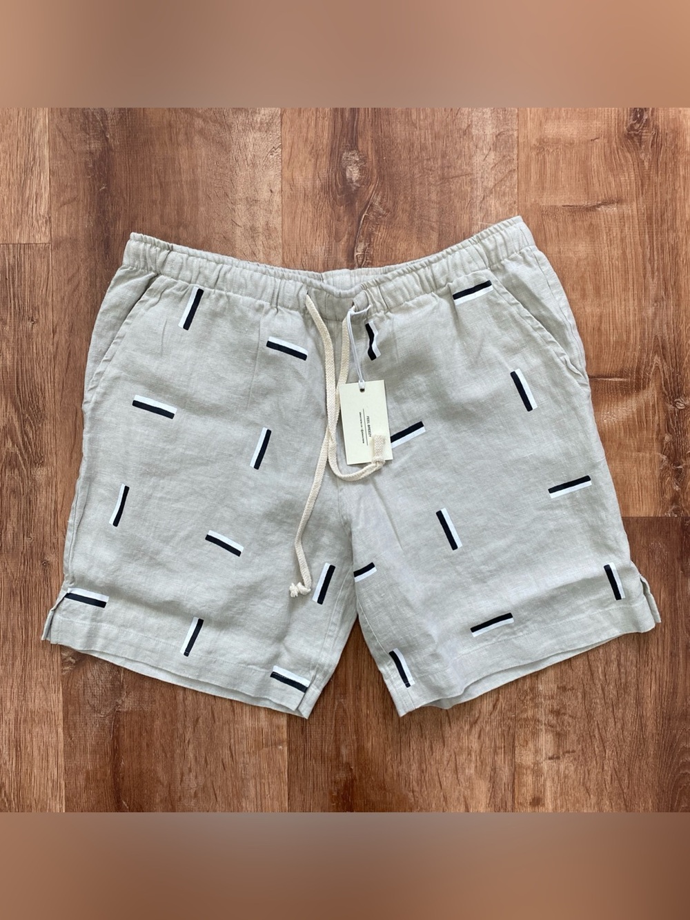 Alex Crane 100% Linen Shorts Men’s Medium Beige Cream Summer Vacation